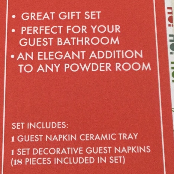 Christmas/Holiday 2 Piece Bathroom Set Tray, 18pc Hand Napkin For Guest. Hostess - Picture 4 of 6